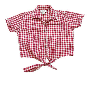 90’s Red Gingham Tie Crop Top Cotton Vintage Brand East West Casual